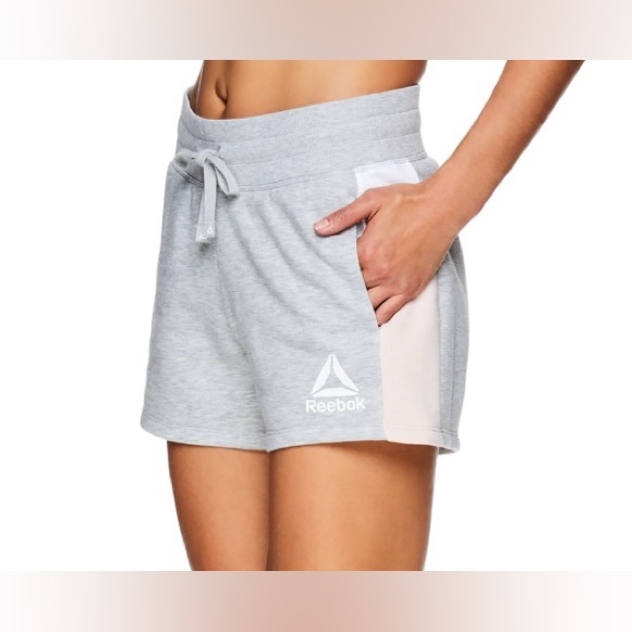 Reebok Women Size XL Grey Heather Colorblock Shorts Relax Drawstring Running - Picture 11 of 12
